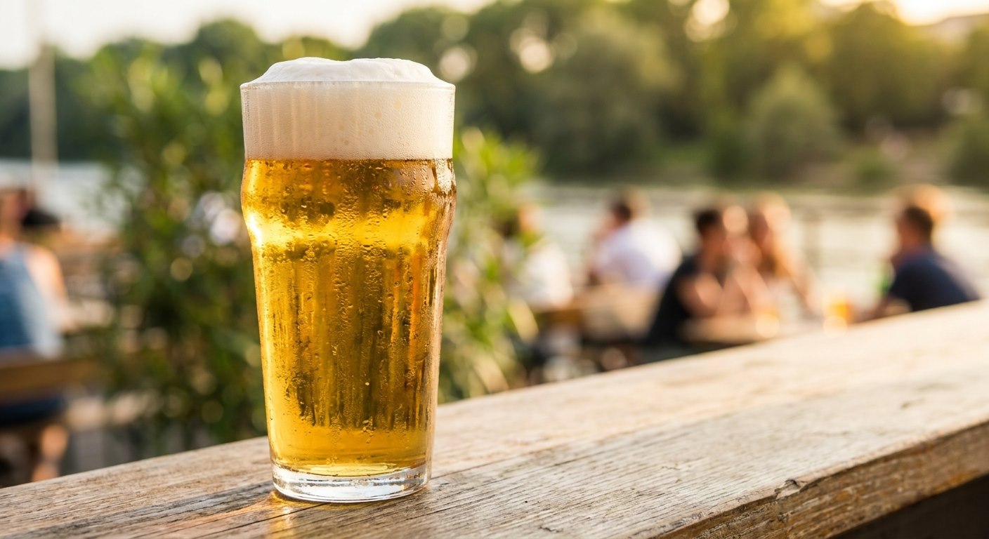 Karlovacko Svijetlo pale lager in a glass